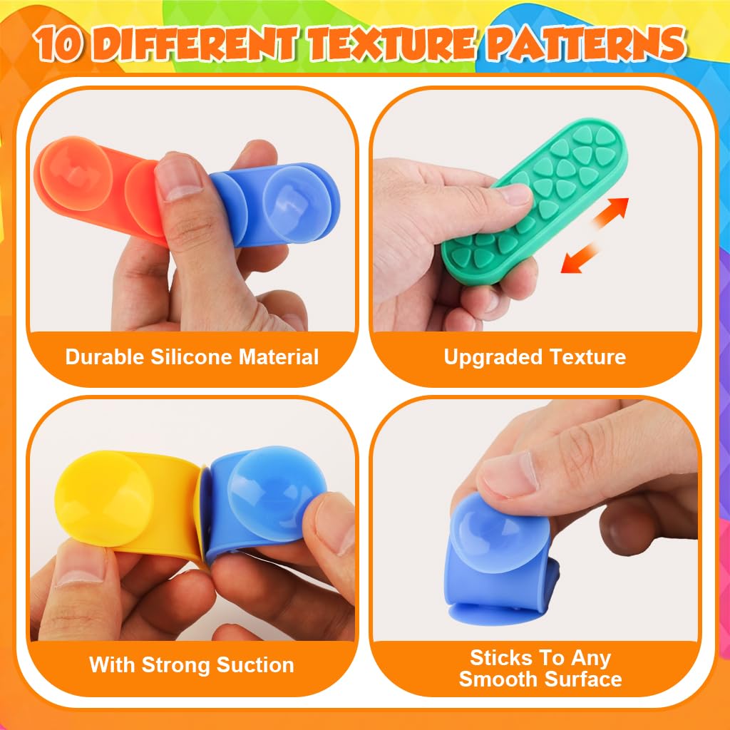 PATPAT Textured Fidget Suction Cup Silicone 4 Textures Kids Adults 10, 8*2c 1
