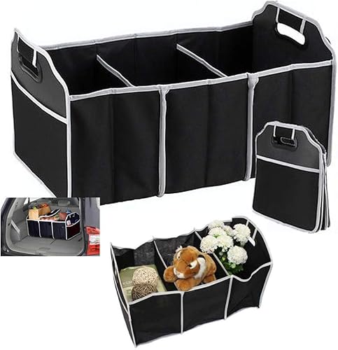 Miniatura 2 de 2 contenedores de almacenamiento negro organizador plegable plegable carro carro auto bolsa