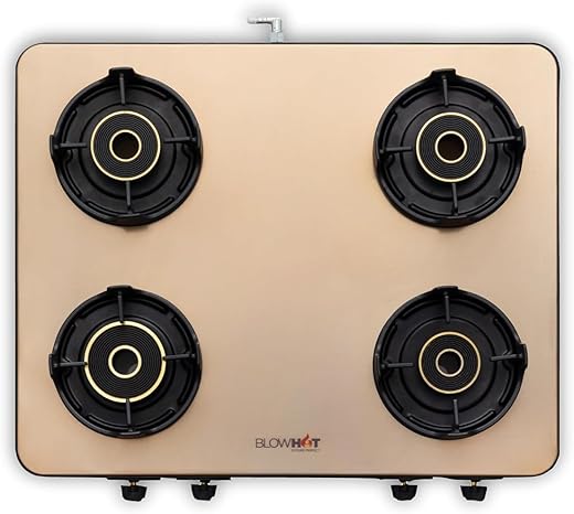 BLOWHOT Premium Design ISI Certified Manual 4 Burner Slimmest Gas Stove | Stainless Steel Top | 5 Year Warranty By Blowhot On Burner and Gas Valve…