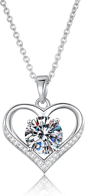 Diamond Heart Necklace: 925 Sterling Silver Dainty CZ Charm Chain for Women & Girls