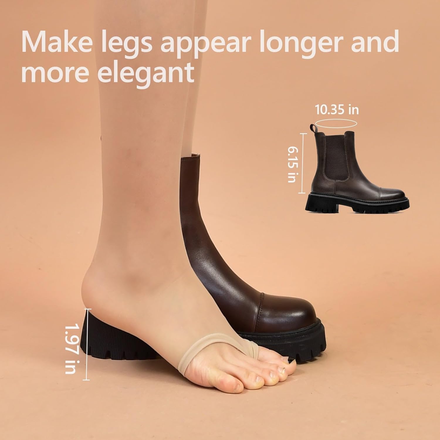 BEAU TODAY Chelsea Boots for Women, Chunky Platform Leather Chelsea Boots Womens Ankle Boots Round Toe Winter Dress Fashion Booties - Image 6