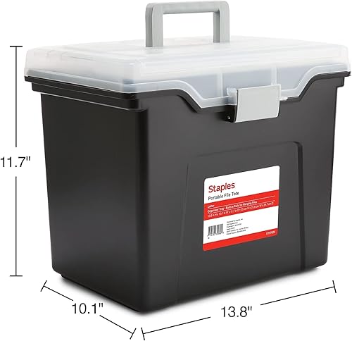 Miniatura 5 de STAPLES Carpeta de archivos, caja de archivos portátil, carpetas colgantes de tamaño carta, pestillo de seguridad y organizador de tapa integrado,