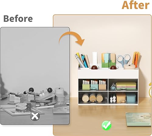 Miniatura 8 de Marbrasse Organizador de bolígrafos con 4 cajones+organizador de archivos de malla para escritorio