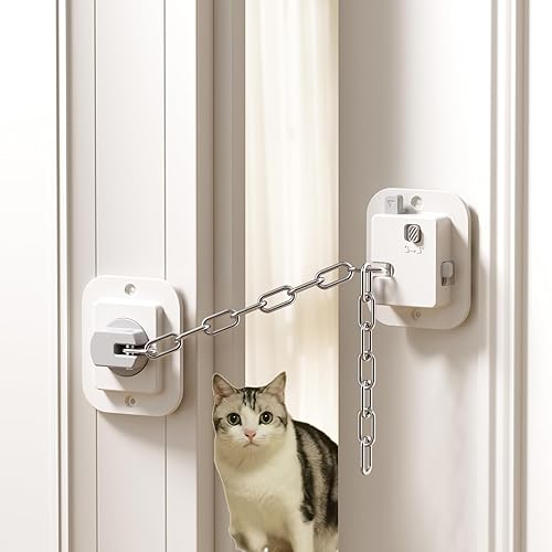 YEYA Pestillo de puerta para gato y correa ajustable, paquete de 2 soportes de puerta y accesorio para mantener la puerta abierta para gatos, no