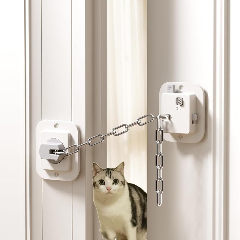 YEYA Cat Door Latch & Stopper with Adjustable, No Drill, 2-Pack | Stopper- Strap from 1.5" to 10", Door Holder & Prop to Keep Door Open for Cats & Toddler, No Tools Required