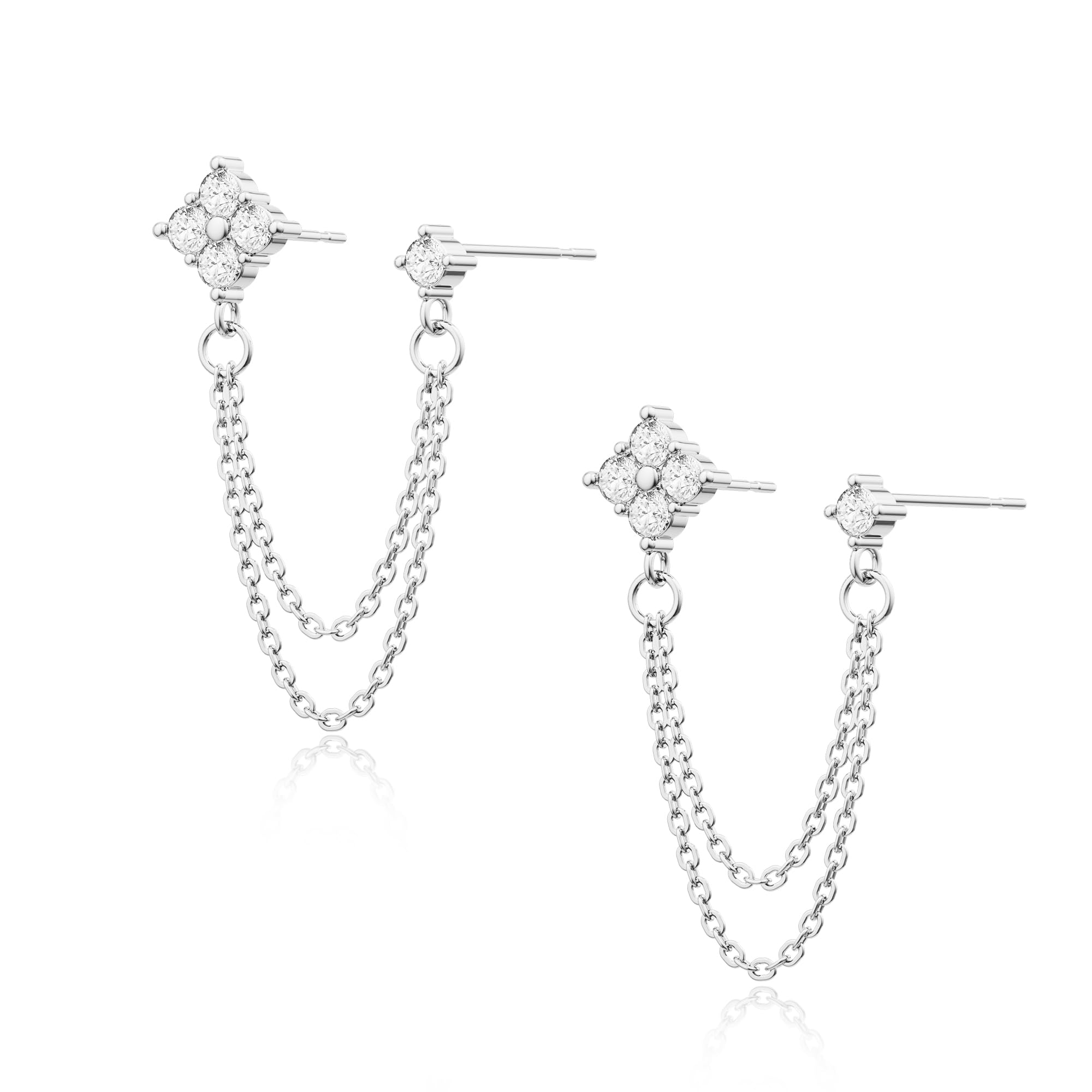 Freekiss Gold Chain Studs Earrings for Women Trendy: Hypoallergenic 14K Gold Plated Dangle Earrings Dainty Small Long Chain Earring Set Fashion Gold