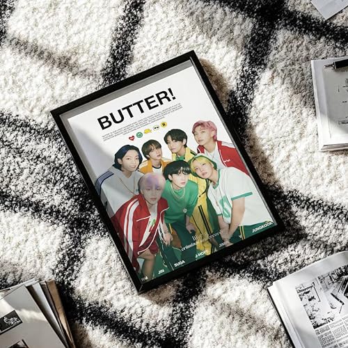 Image of Seagull Store BTS Butter Concept Framed Poster | 8x12 Inch | 300 GSM Art Paper | Matte Laminated | Black Frame | Ready to Hang Wall Decor for Bedroom & Office