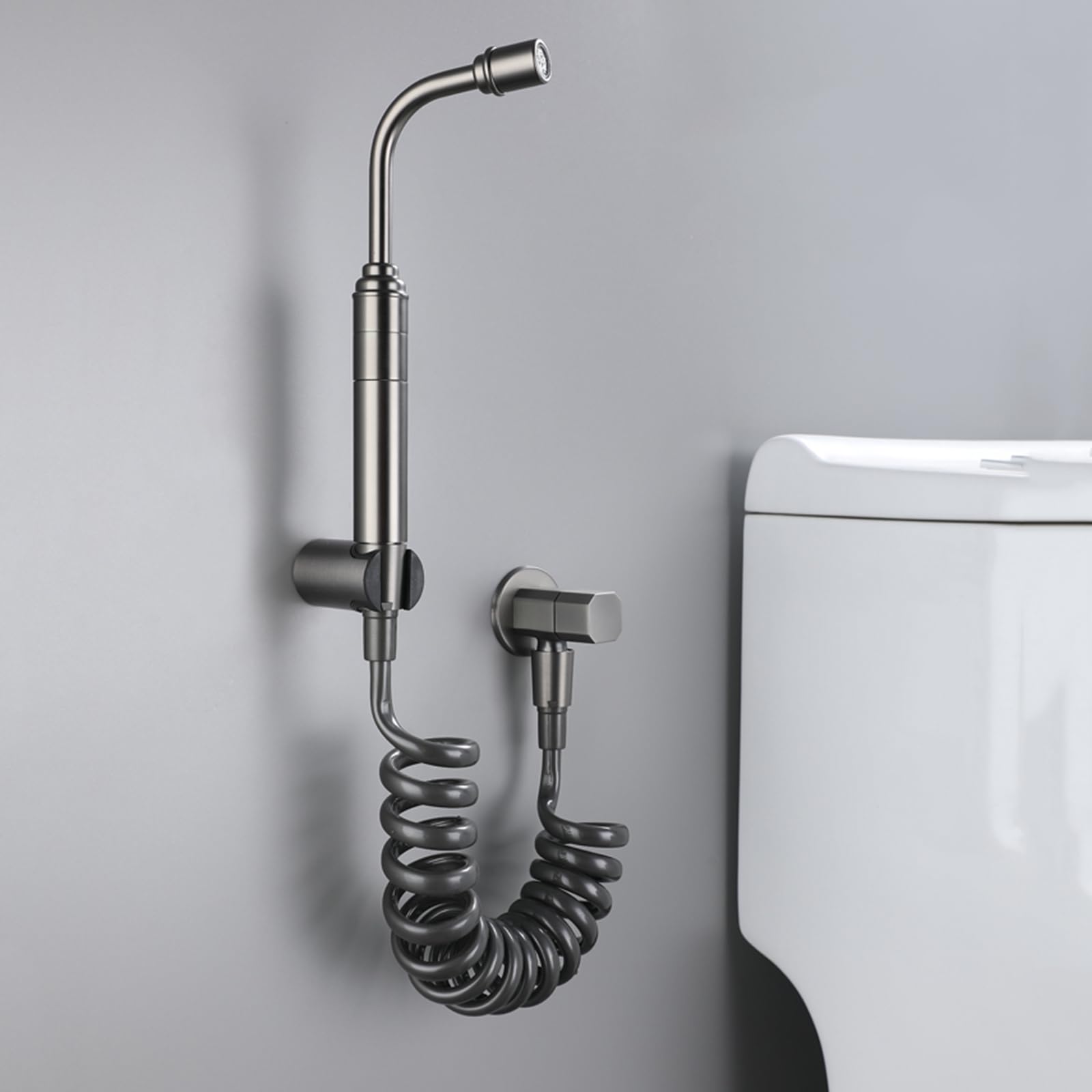 Pulverizador de Bidé de Mano Ajustable Cabezal Ducha de Bidet para Wc Latón para La Higiene Personal,Gris Cepillado