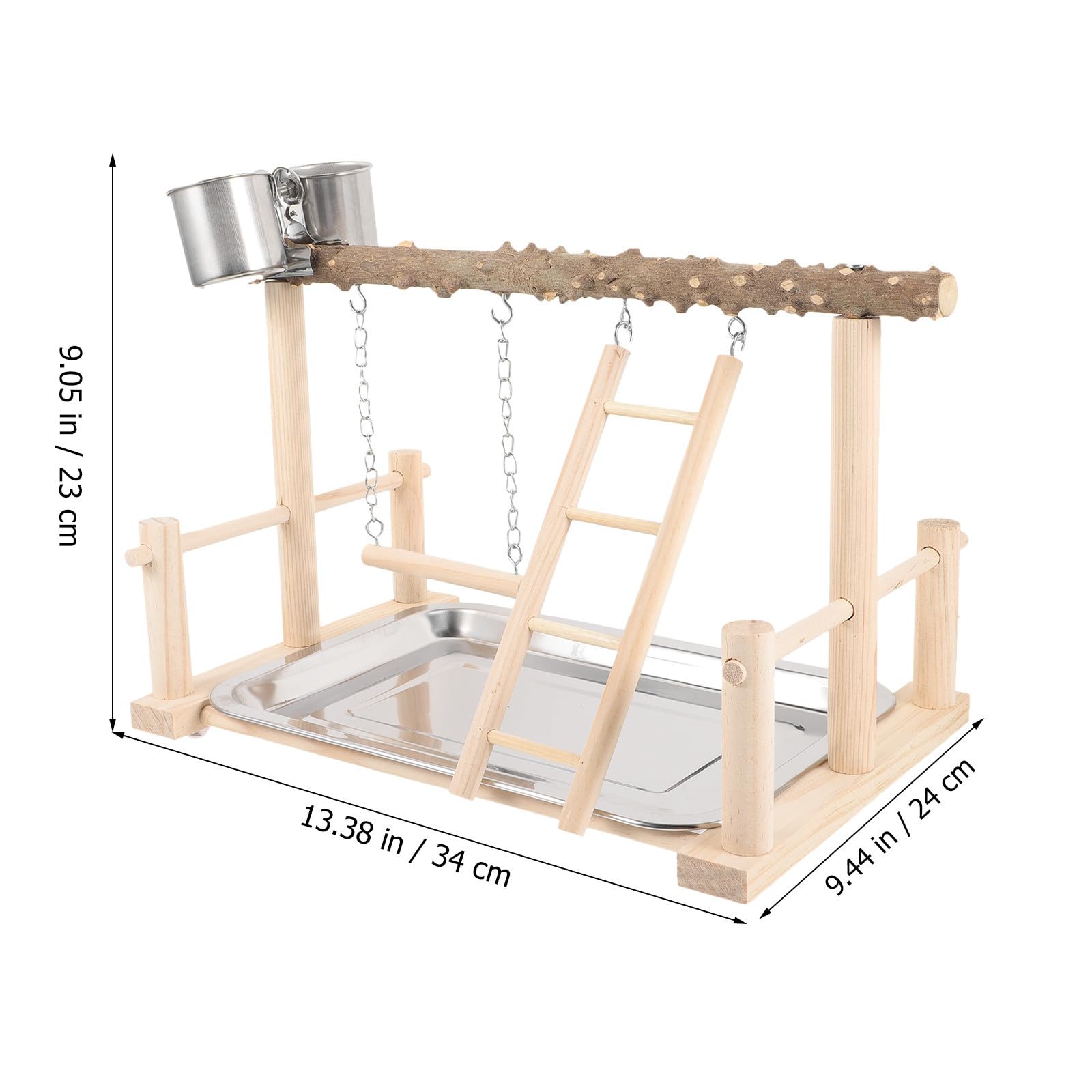 Percha de Madera para Loros Soporte de Alimentación y Escalera, Estante de Entrenamiento Cómodo para Aves, Accesorio Interactivo para Pájaros en Casa