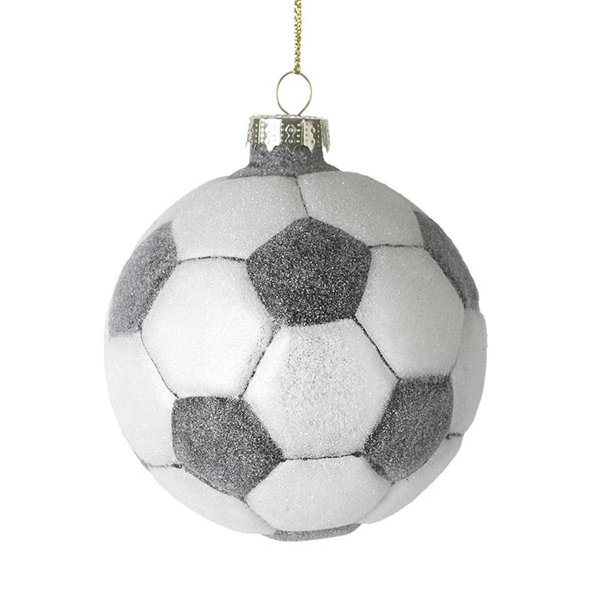 Heaven Sends Black, White, Red, Gold Glitter Football Inspired Christmas Tree Decoration