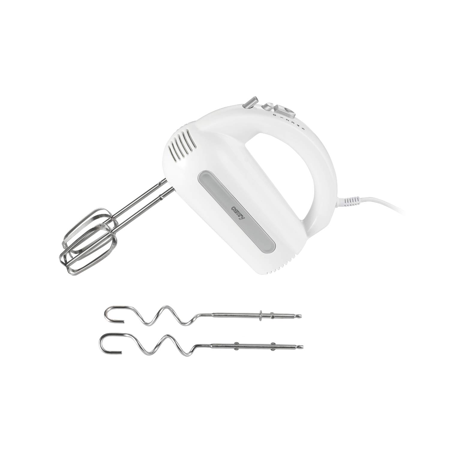 CAMRY CR 4213 - Frullatore a mano con ciotola per miscelazione, 600 W, 5 velocità, con supporto per impastare e gancio per mescolare, in acciaio INOX, con miscelatore elettrico