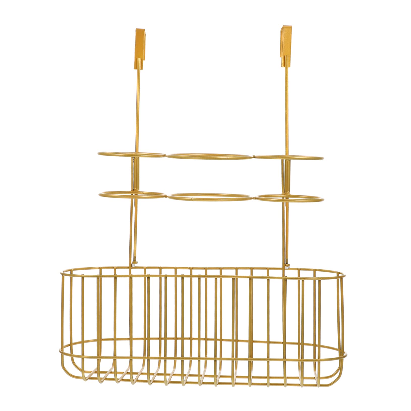 PRETYZOOM Porta Asciugacapelli da Muro in Ferro Dorato Design Multiplo per Ripiano e Canale Aria, Mensola per Accessori da Bagno e Stanza da Dormire