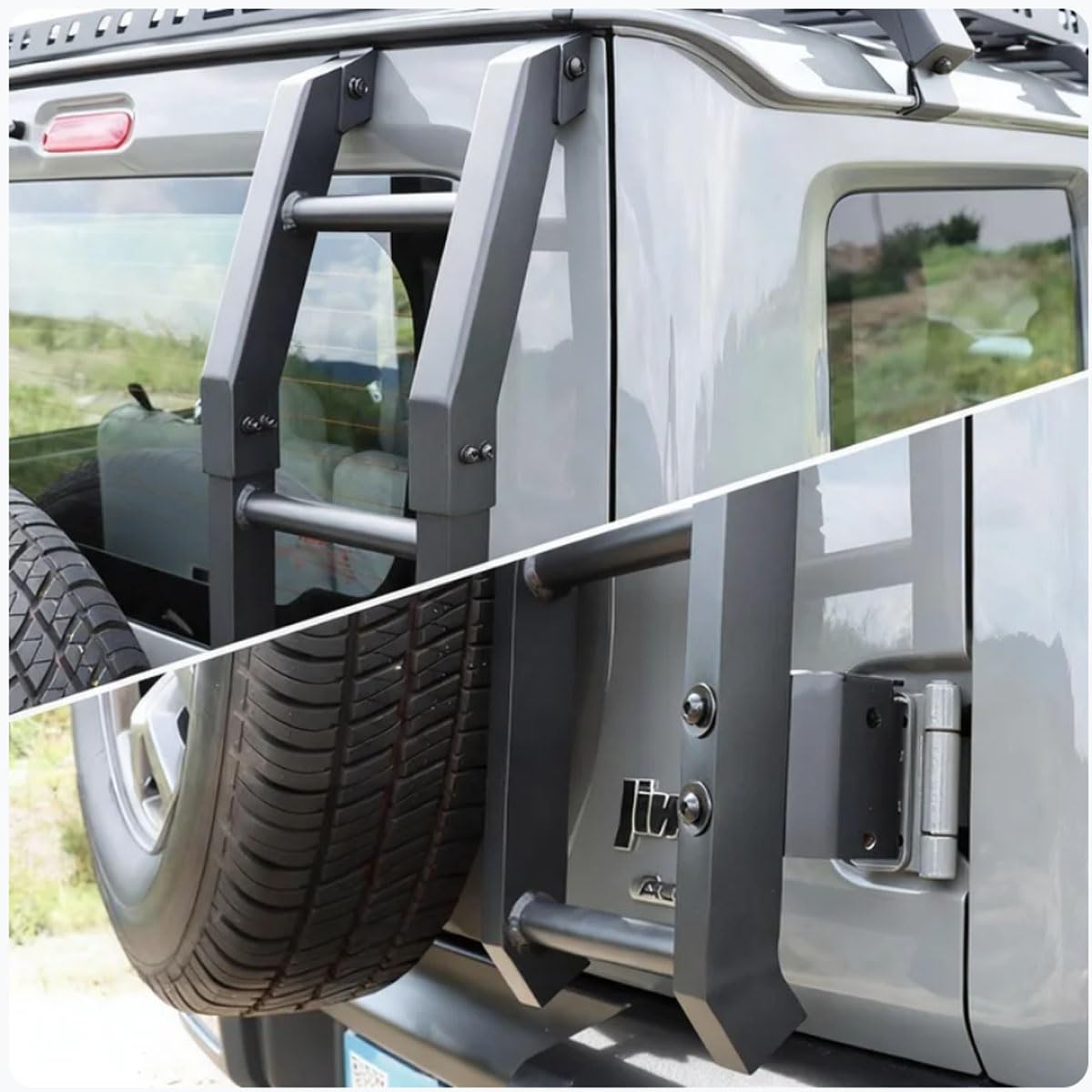 Heckleiter, Heckklappleiter aus Aluminium, Auto Rückseite Schwarz Tür Leiter Klettern Für Suzuki Jimny 2019+
