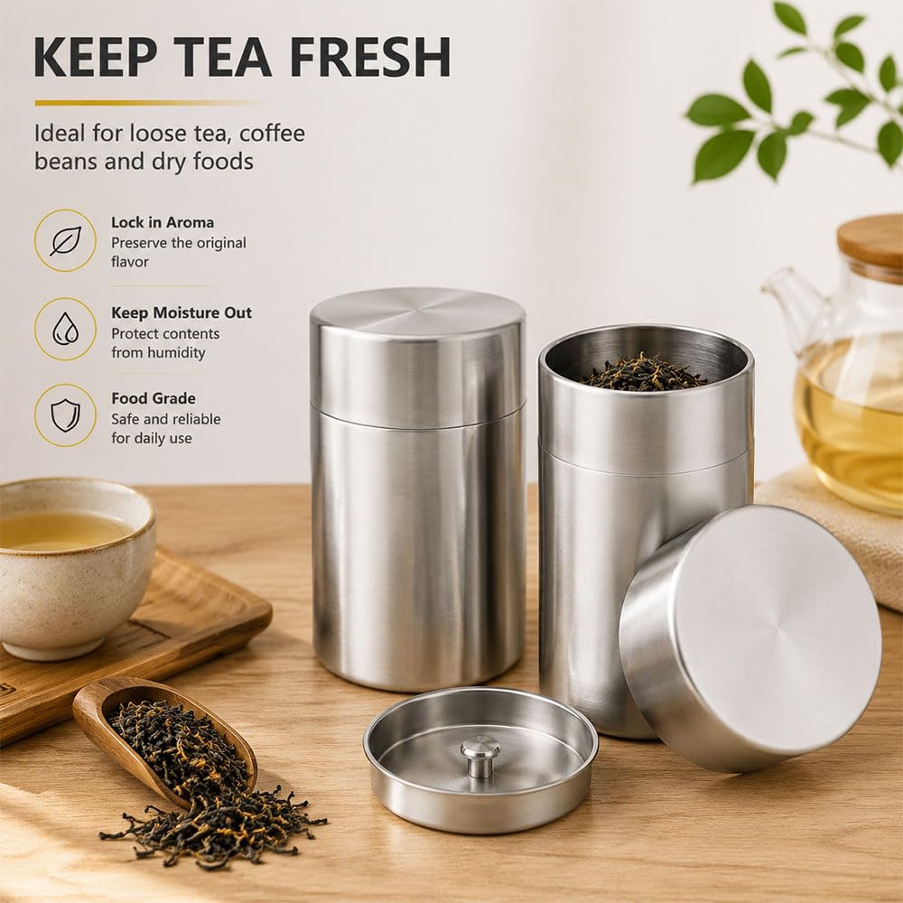 2Pezzi Barattoli Acciaioinox Cucina Sale Zucchero Caffè 650ml