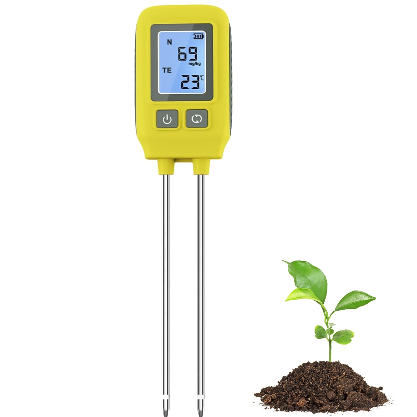 Tester per terreno 4 in 1: pH, umidità, termometro, misuratore NPK per piante da giardino, prati, uso esterno