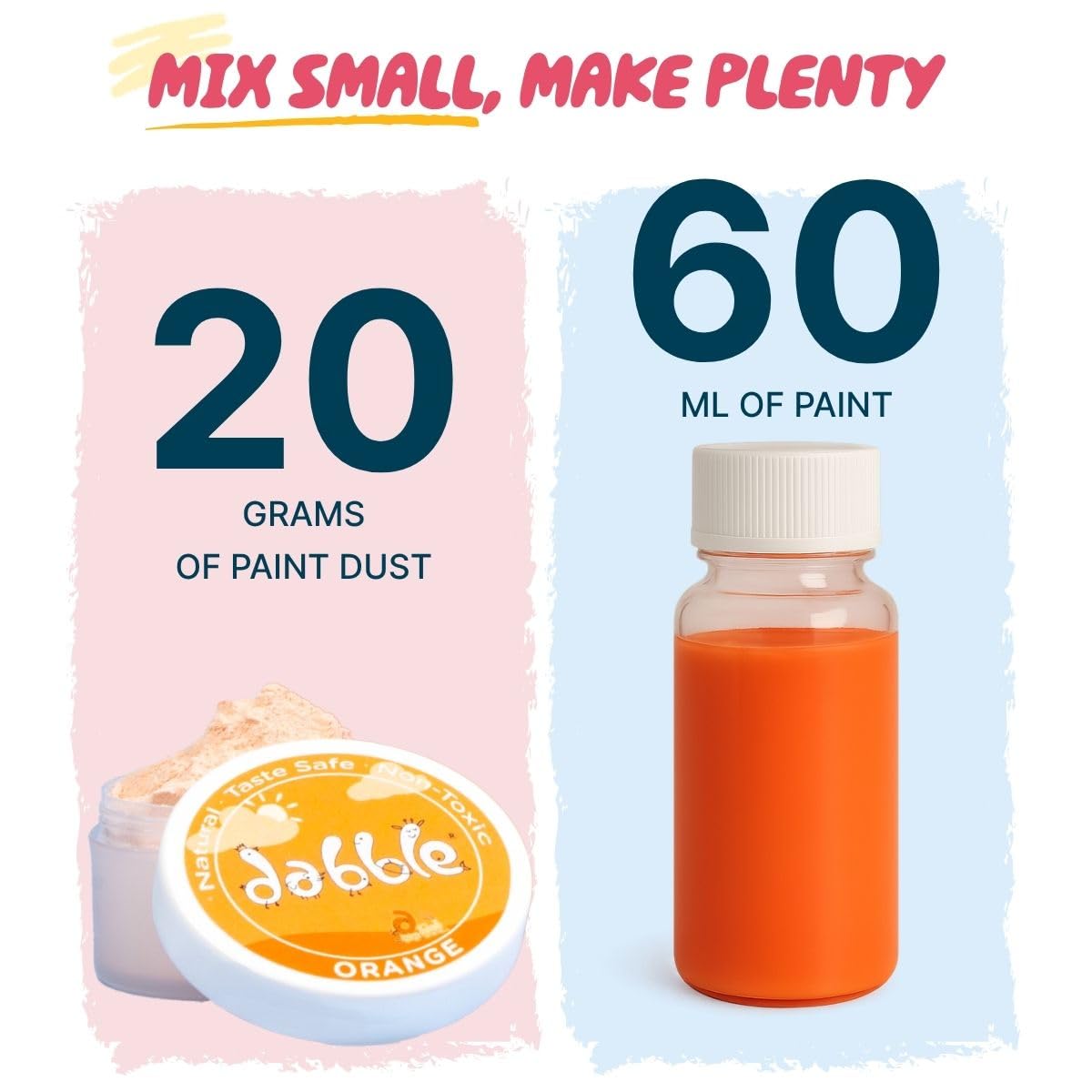 dabble Magic Paint Dust + Jumbo Brush Set – Taste-Safe, Baby Safe, Non-Toxic Finger Paint for Babies 6 Months+ | 5 Natural Colours for Sensory Play | First Art Kit for Kids - Image 8 thumbnail