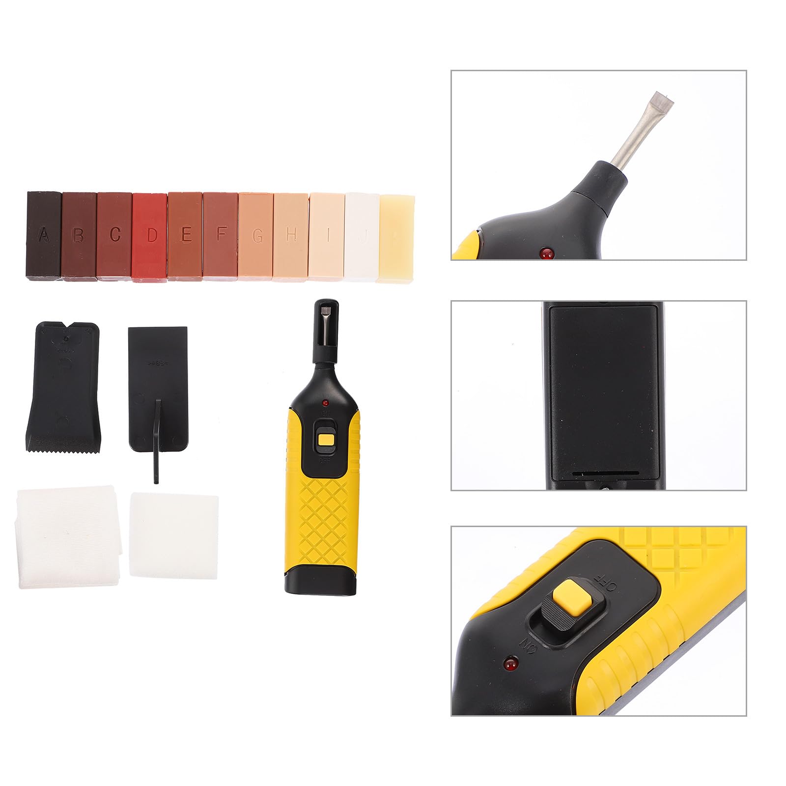 ERINGOGO Parkettboden Reparaturset 16 Stück mit Kunststoff Werkzeug Wachsblock und Schaber für Laminatboden Kratzerreparatur als Geschenk zur Wohnungsübergabe