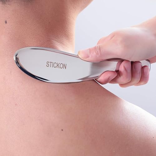 Miniatura 2 de STICKON Herramienta de masaje de raspado Gua Sha de acero inoxidable Herramientas IASTM gran herramienta de movilización de tejidos blandos