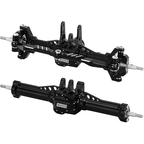 INJORA Front&Rear Axles Set - +4mm Extended Aluminum Complete Axles for TRX4M Upgrade 1/18 RC Crawler Car