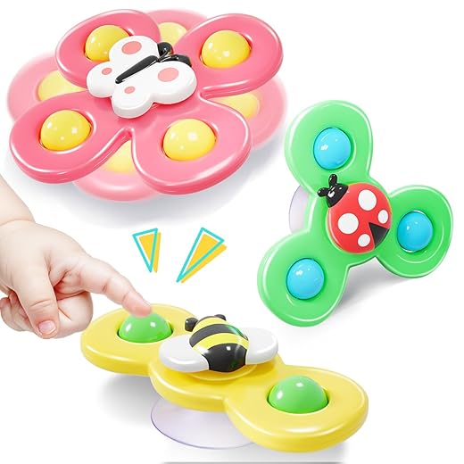 Suction Cup Spinner Toys for 1 Year Old Boy, Spinning top Baby Toys 12-18 Months, First Christmas Birthday Baby Gifts for 1 Year Old Girl, Travel Sensory Toys for Toddlers 1-3