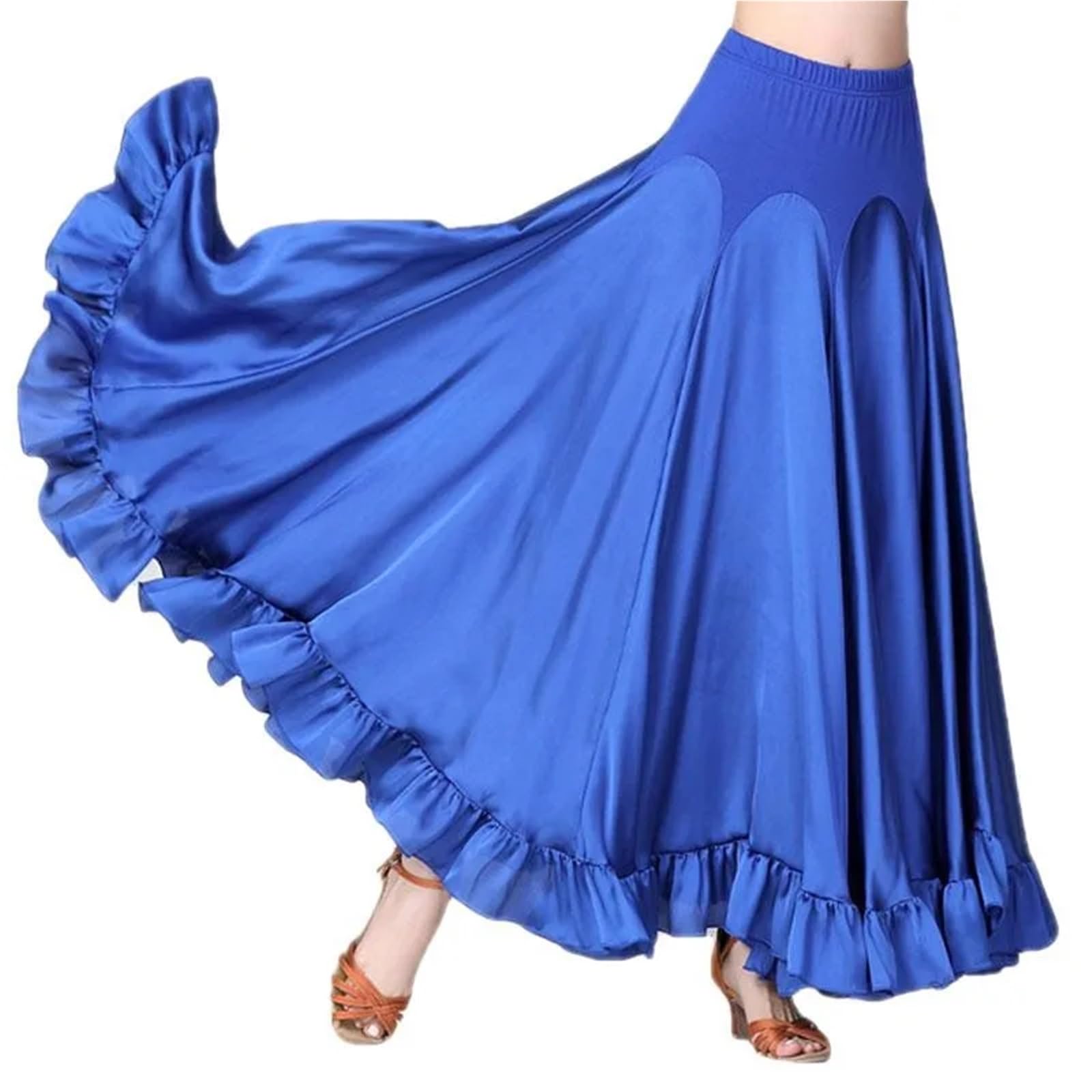 Jupe Flamenco Jupe Longue de Danse Moderne for Adulte, Costume de Danse Standard, Grande balançoire, Jupe de Salon Flamenco, vêtements de Valse