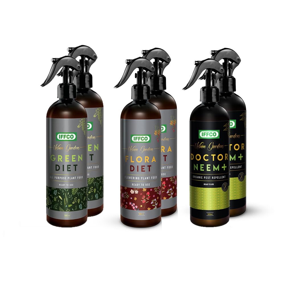 IFFCO Urban Gardens - Plant Food + Mealy Bug Spray Combo - 3 Litre - Green Diet, Flora Diet, Dr Neem - Organic Fertilizer for Plants & Flower Growth and Gives Complete Fungal Protection - Ready Spray (B0CSNBTM49) Amazon Price History, Amazon Price Tracker