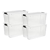 4 Pack Ultra Latching Box, Storage Bins with Lids, Clear Plastic, 70 Quart - Heavy-Duty Organizing Containers for Closet, Bathroom, and Office