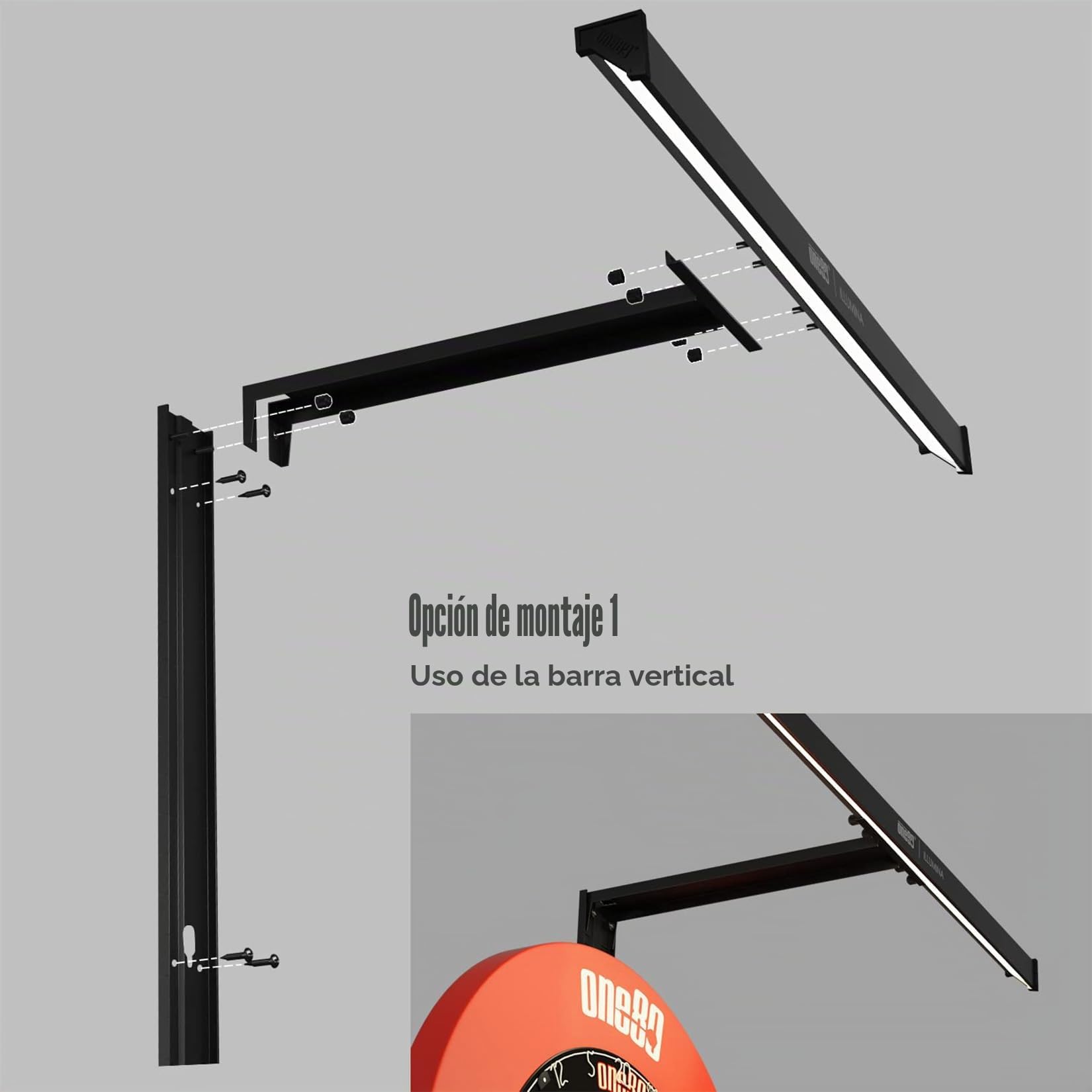 ONE80 Iluminación LED para diana de dardos Illumina para diana de corcho, diana electrónica, sistema de iluminación para diana, sistema de iluminación con marca pequeña