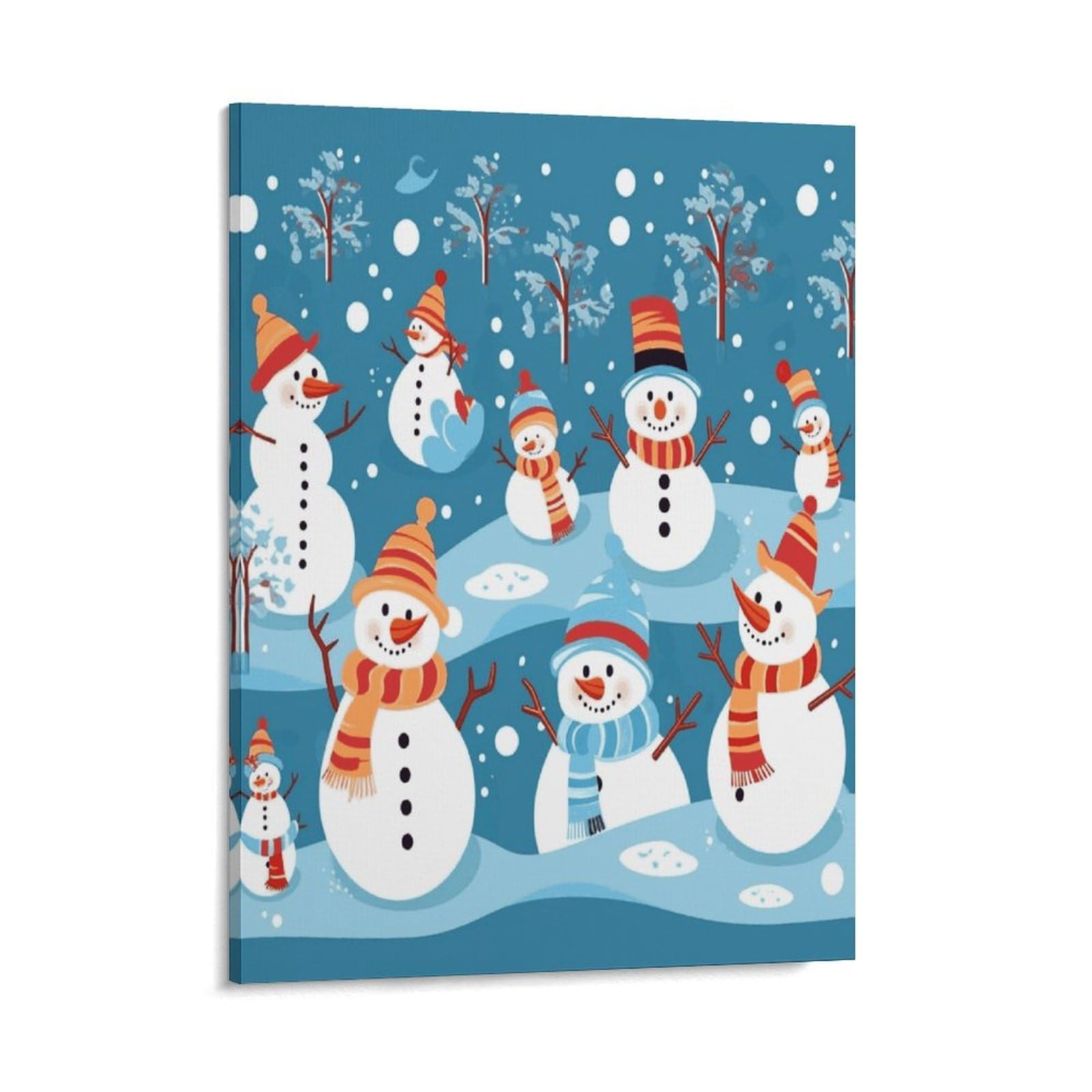 Adfgyerh Style Snowman Wall Art Framed,Canvas Prints Ready To Hang Home Decor,Canvas Wall Art For Living Room Hallway Office Wall Decor 08X10inch(20X25cm)