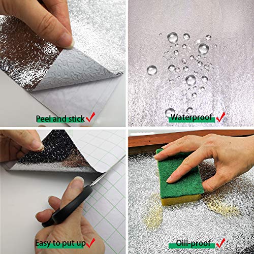 Pegatinas de aluminio autoadhesivas impermeables para pared de cocina 7