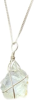Natural Aquamarine Pendant, Copper With Chain, Gemstone Necklace, Gemstone Jewelry, Stone Pendant, Handmade, Rough Shape, Gift Her, Christmas Gift