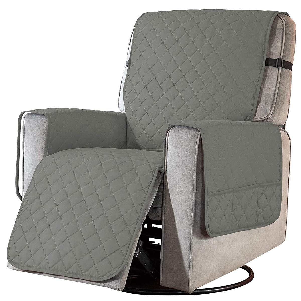 GSJNHY Armchair Cover Elastic Recliner Cover Slipcover Massage Armchair Sofa Couch Cover Stretch Home Furniture Protector Slipcovers With Side Pocket(Light gray)