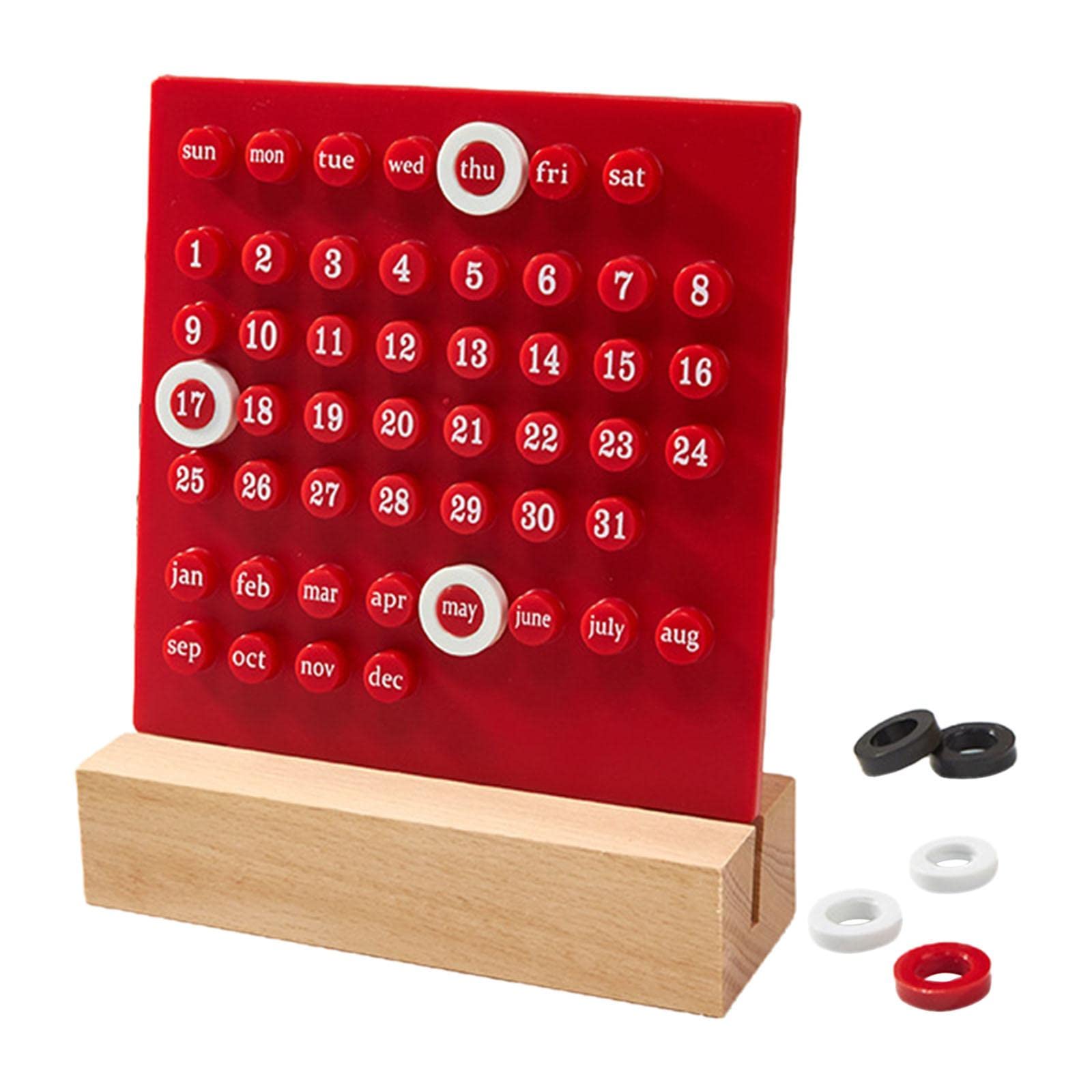 Desk Calendar Ornaments Educational Toy Desktop Date Planner Montessori Red-image-33