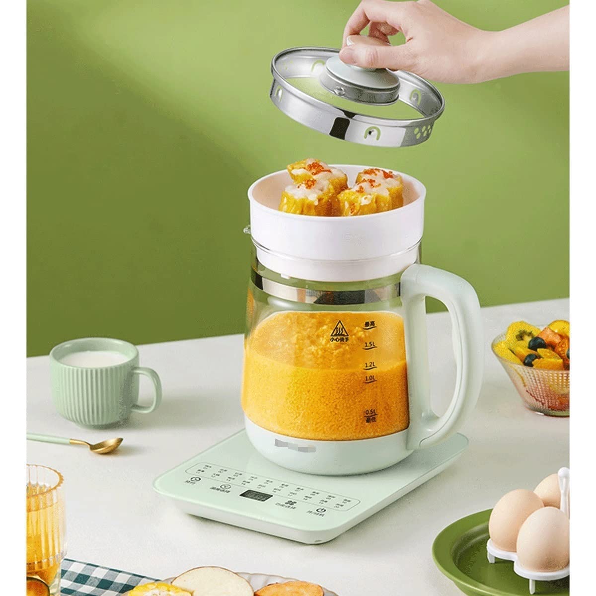 Hervidor eléctrico con tetera de vidrio e infusor extraíble, tecnología de ebullición rápida para preparar té y cocinar huevos