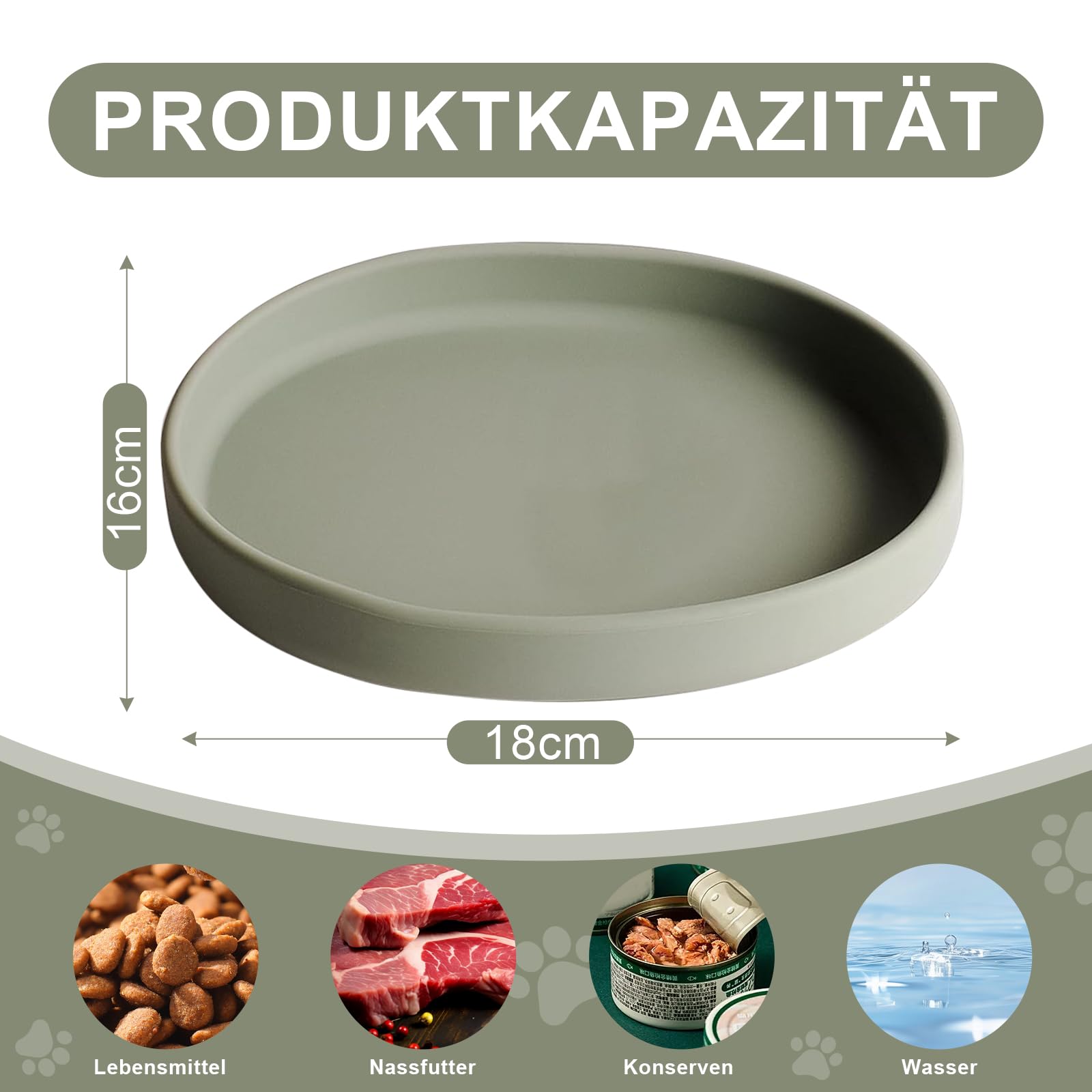 Miska dla kota, silikonowa miska dla kota, szeroka kuweta dla kota, płaska miska dla kota, miska na suchą karmę, miska na karmę dla kota, zielona