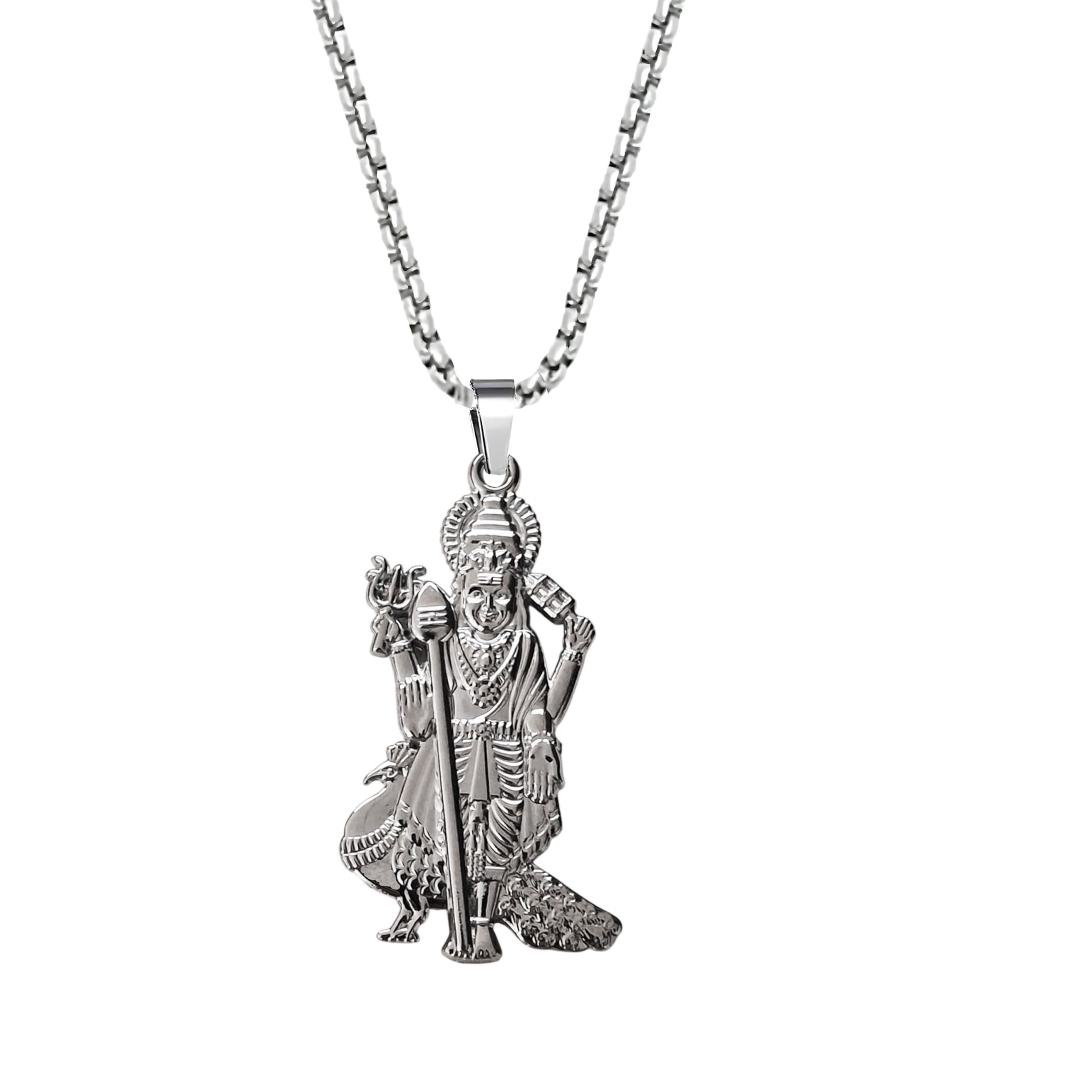 Lord Murugan Kartikeya Pendant Necklace for Men | Copper Finish Temple Style Spiritual Jewelry | Religious Hindu God Locket Chain Copper SPn2025389-image-47
