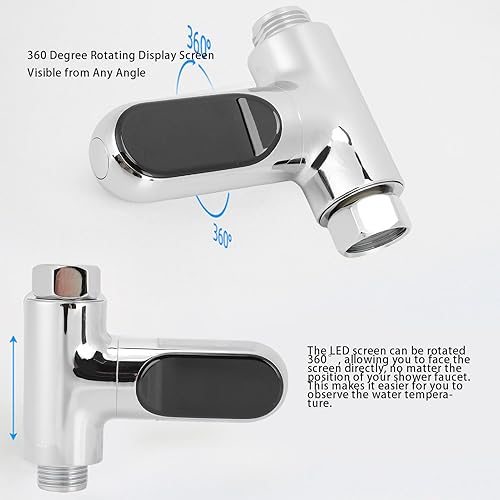 Miniatura 6 de FTVOGUE Termómetro de ducha, pantalla digital LED, sensor de temperatura del agua con generación de energía hidroeléctrica, para baño de bebé y
