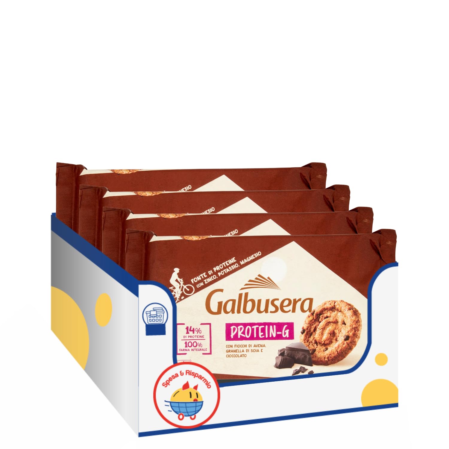 Biscotti Proteici 300g Protein-G Frollini con Avena e Cacao Ricchi di Proteine Snack Fitness Variazioni 4/8/12 Confezioni (12 PEZZI)