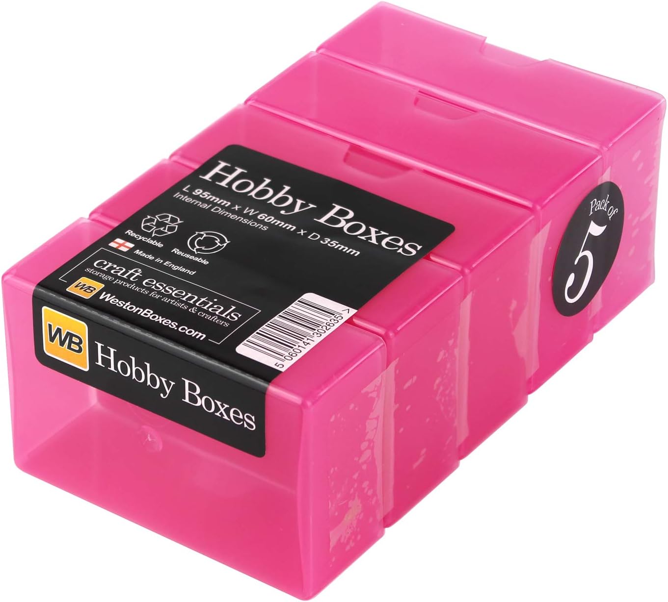 WestonBoxes, Hobby Boxes, Small Plastic Storage Boxes for Arts & Crafts