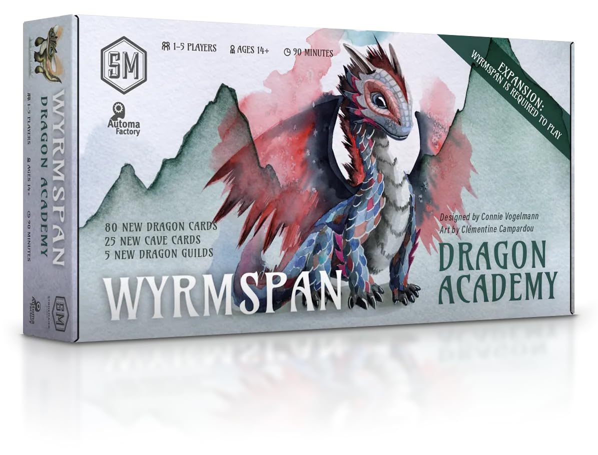 Stonemaier Games: Wyrmspan: Dragon Academy Expansion by Connie Vogelmann | Add to Wyrmspan Strategy Board Game | Discover Fledgling Dragons & Train