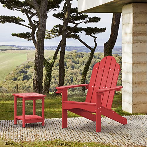 Lue Bona Poly Lumber Adirondack Chair Set Of 4, Bright Red Adirondack Chairs With Cup Holder, 350Lbs Modern Resin Patio Adirondack Chair Weather Resistant For Fire Pit, Balcony, Backyard #TOP12