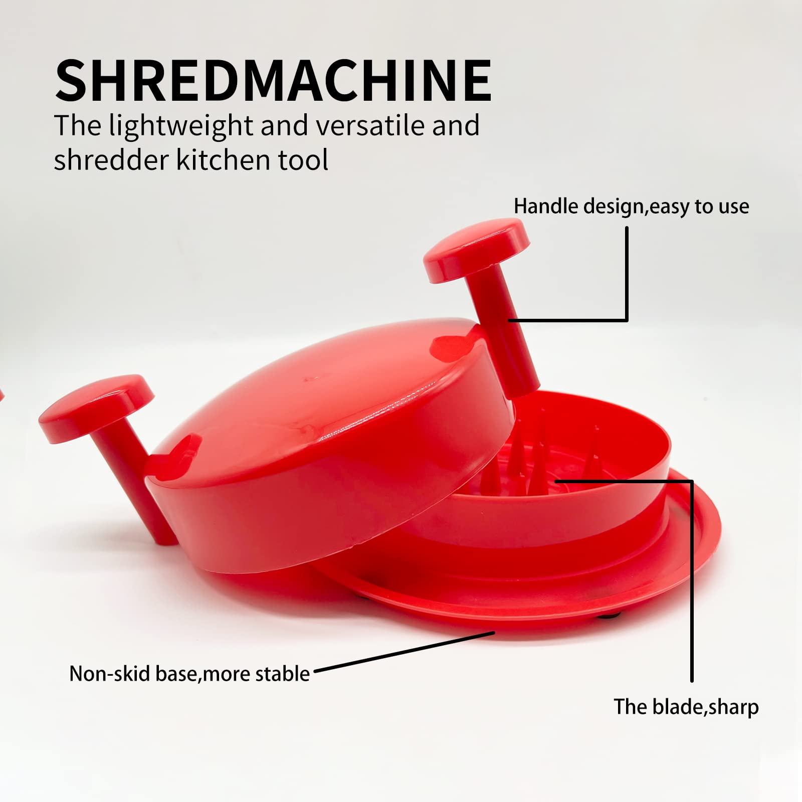 BINGLALA Chicken Shredder Shredder Meat Mincer for Pulled Pork Beef,Than Bear and Chicken Easy to Use,with Non-Skid Base,Dishwasher Safe(20CM/7.9IN) (Red)