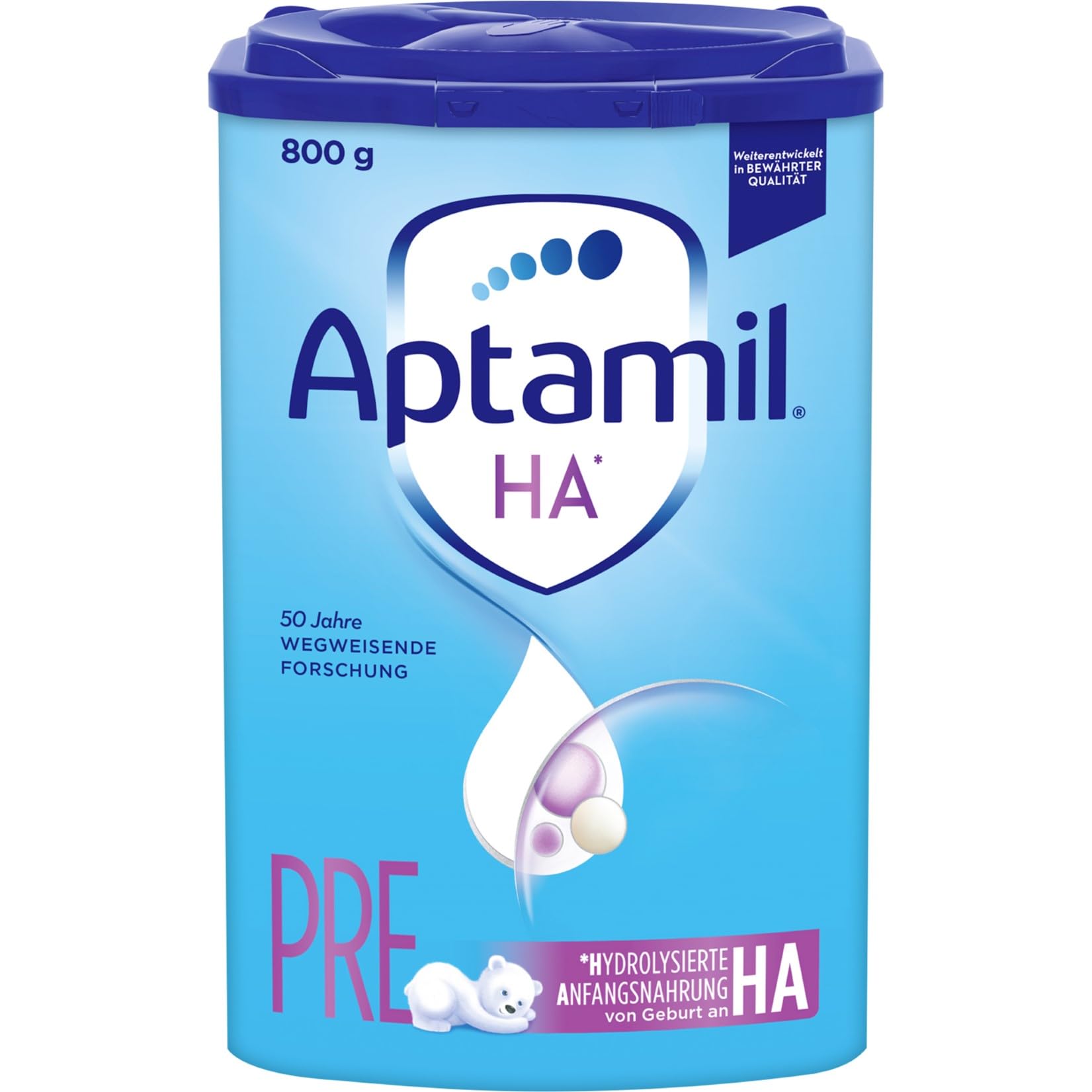 Aptamil HA PRE – Anfangsmilch von Geburt an, Mit DHA, Nur Laktose, Ohne Palmöl, Babynahrung, Milchpulver, 1 x 800 g