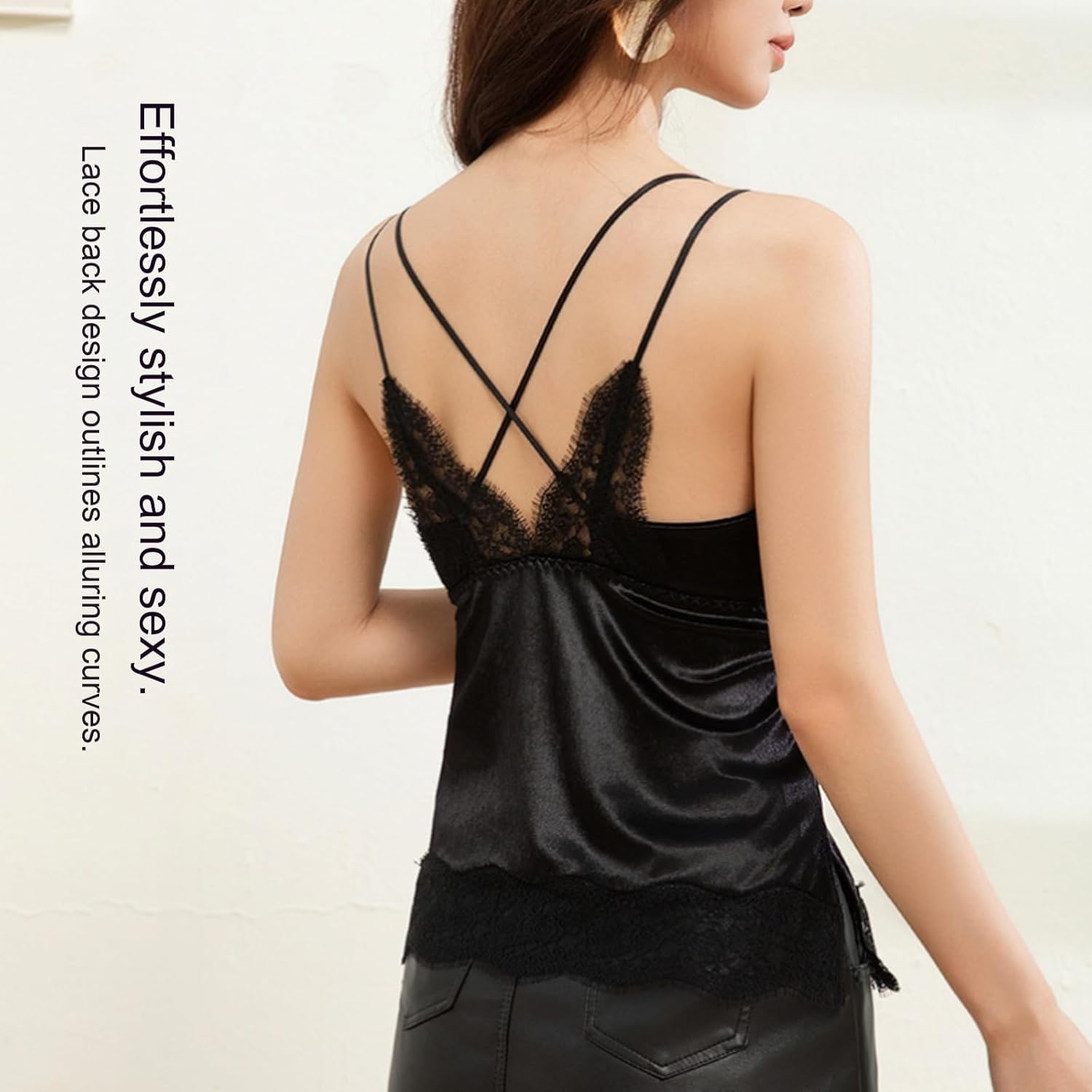 Lace Bralette for Women Sexy Bralette V Neck Camisoles Spaghetti Strap Tank Top Floral Lace Bralettes Lingerie