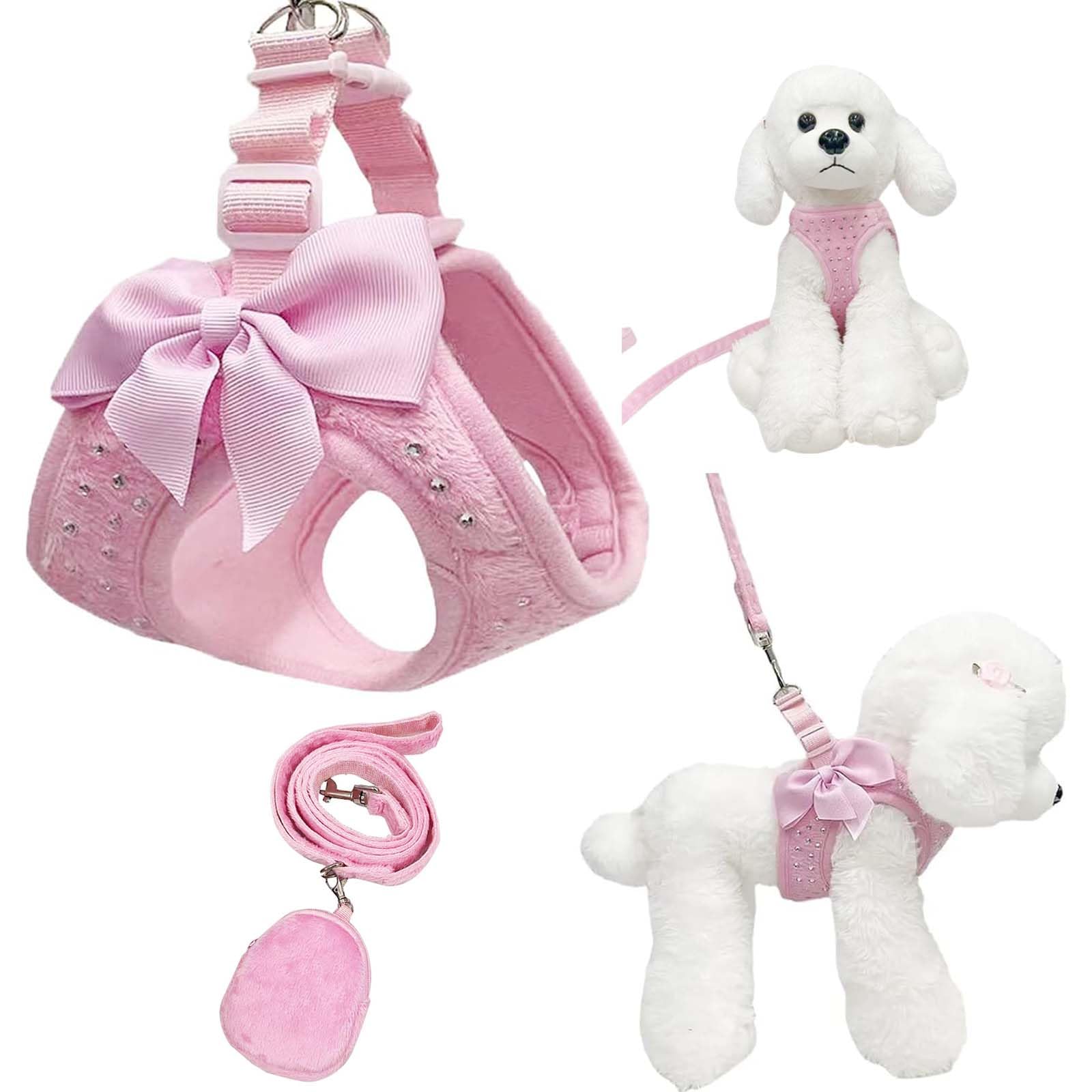 Pettorina Cane Taglia Piccola, Step in Diamond - Set di pettorina e guinzaglio per cani di piccola taglia, in morbida rete traspirante, leggera, per cani di piccola taglia e gatti