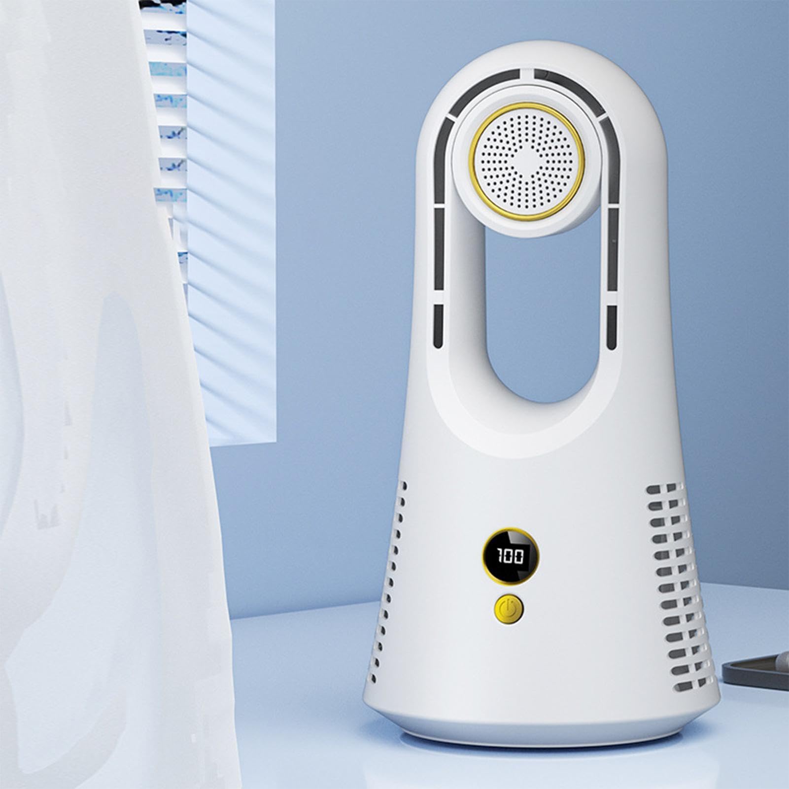 Ventilatore Senza Pale da Tavolo Con box per aromaterapia 6 velocità | con Luce e Timer, Ventilatore da Scrivania Per ufficio, comodino, campeggio, viaggi