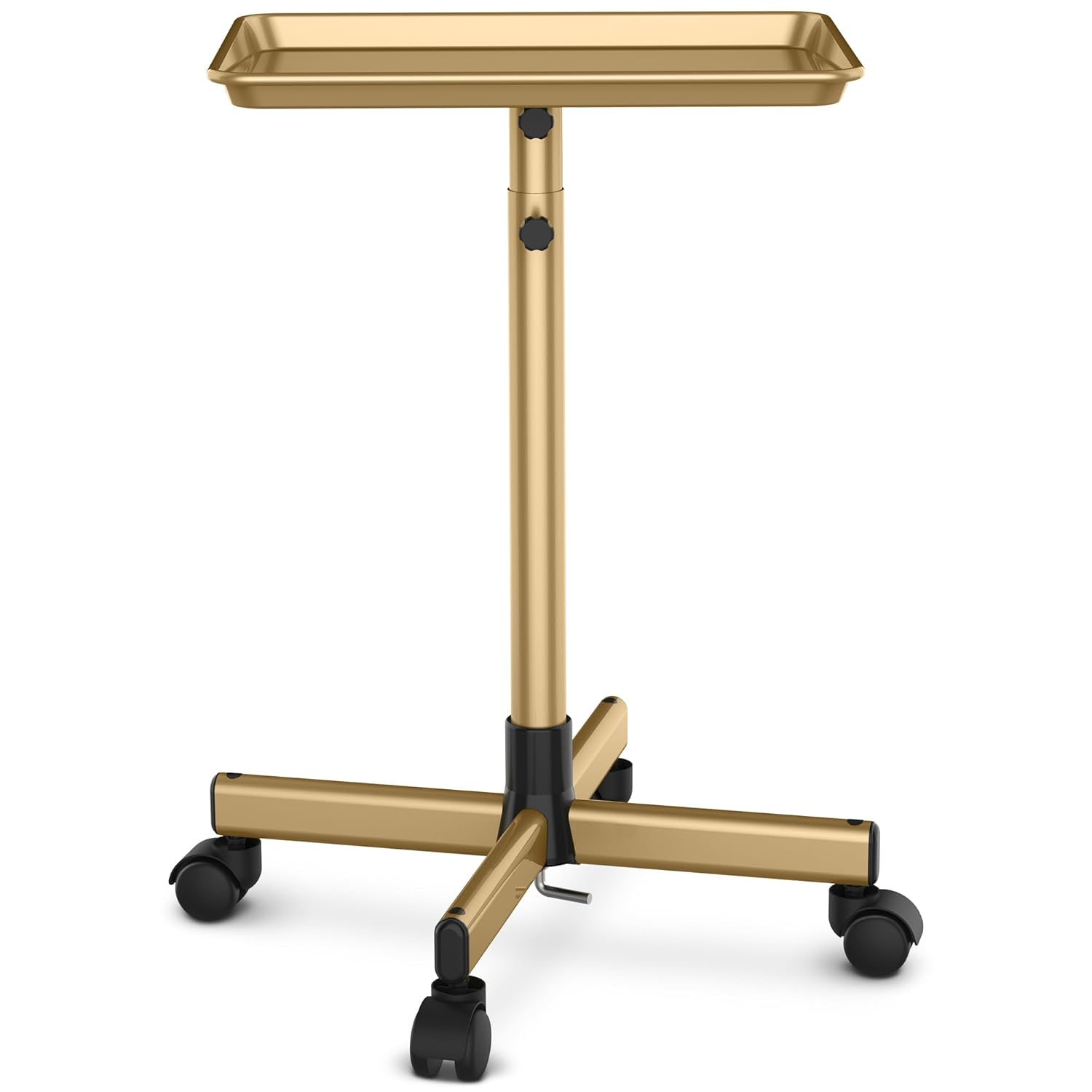 TASALON Premium Salon Tray on Wheels, Aluminum Salon Rolling Tray Trolley for Salon Essentials, Adjustable Height Provides Ample Storage for Hairstylist Tray, Tattoo Tray and Clinic Tray Use - Gloden Golden