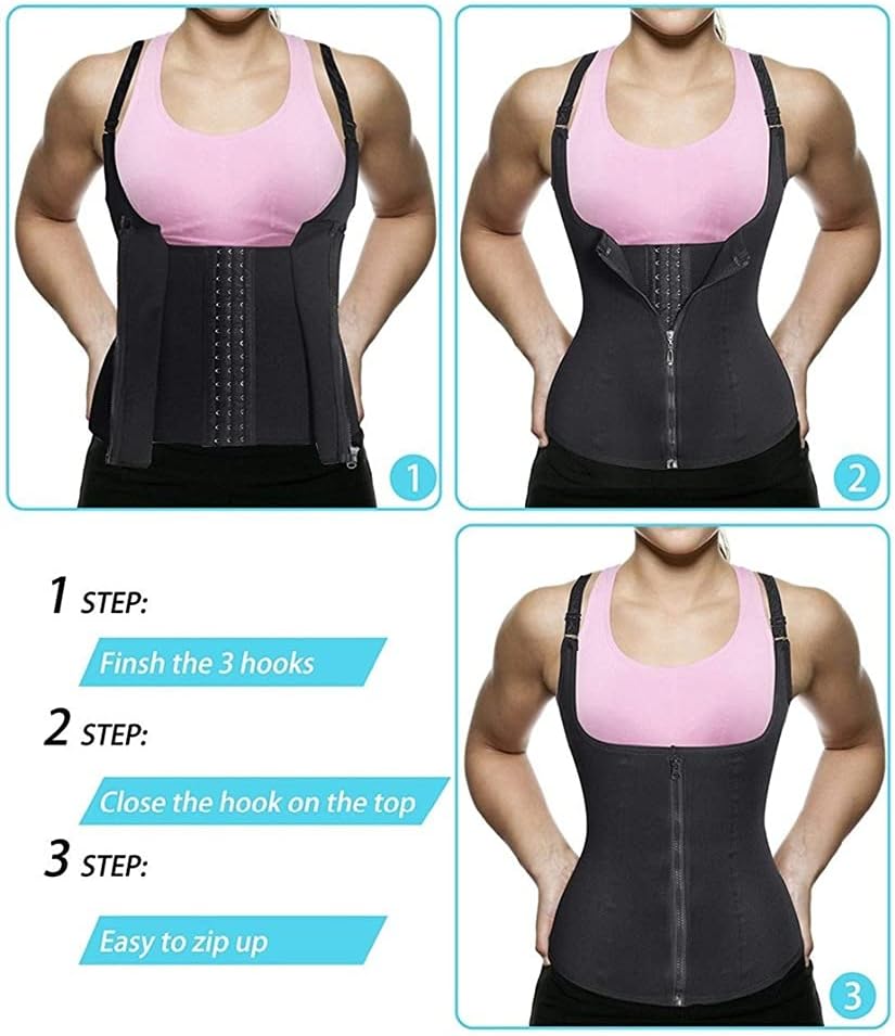 レディース ウエストトレーナー プッシュアップベスト お腹ガードル ボディシェイパー ウエストニッパー コルセット ジッパーベスト