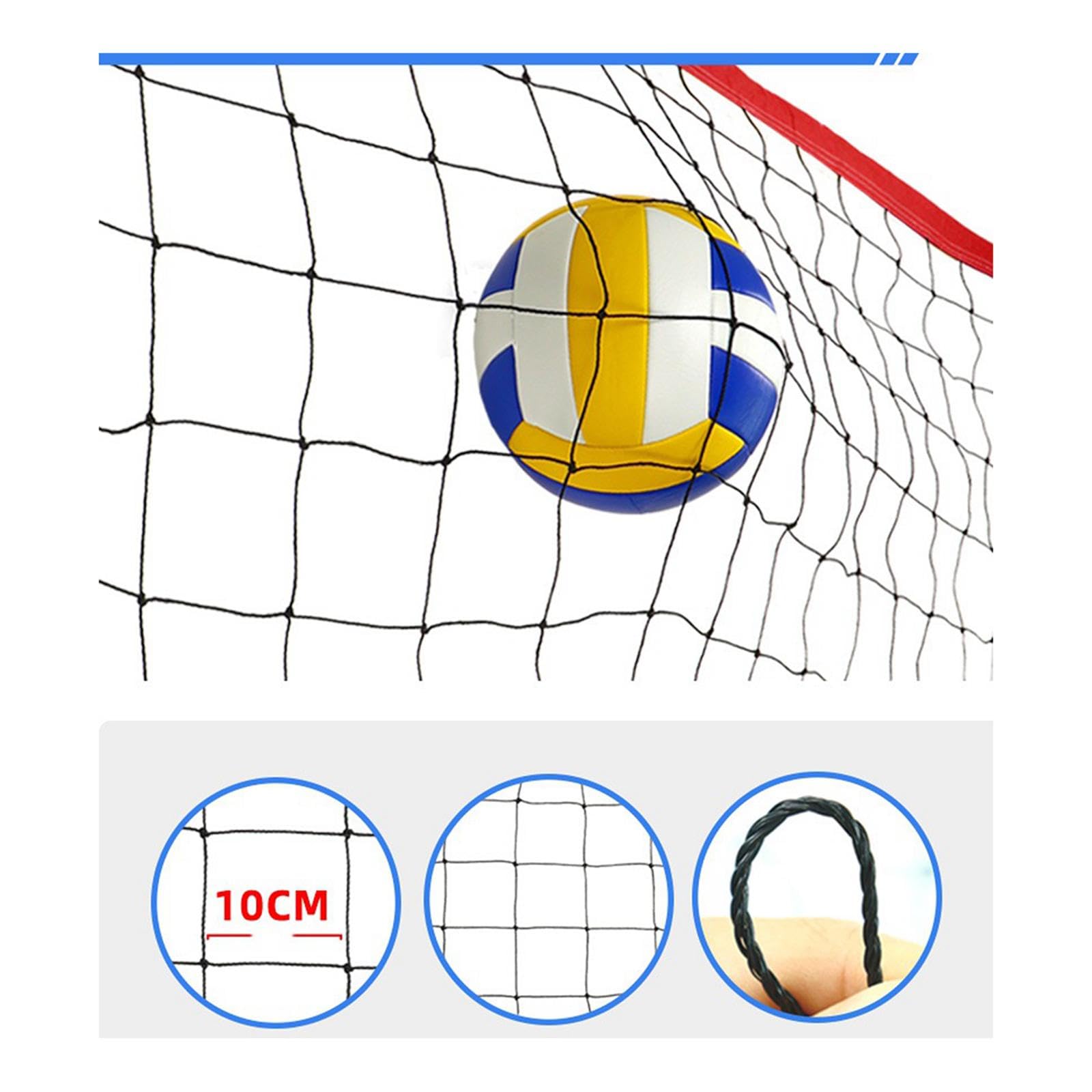 1 Red de Voleibol Profesional Juego Set Portátil Material Polietileno Oxford Estabilidad Mejorada Adecuado para Competición Entrenamiento Playa Piscin