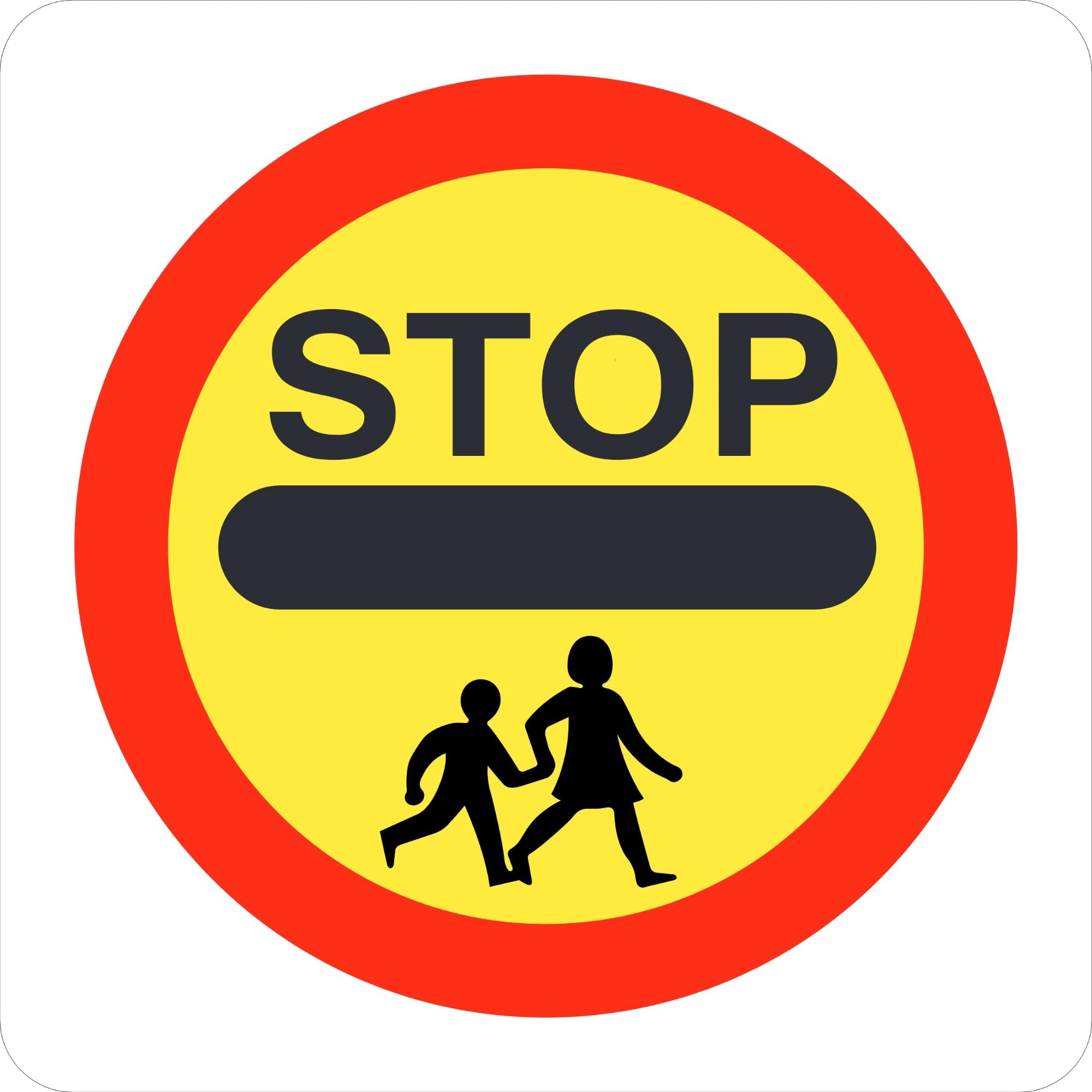 Seco Stop Children Crossing Traffic Sign, 450mm x 450mm - 3mm Aluminium Composite
